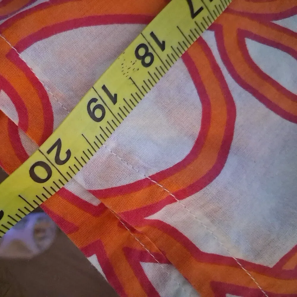 Gretchen Scott Child's V-Neck Short Sleeve Geometric Dress Orange/White Size S